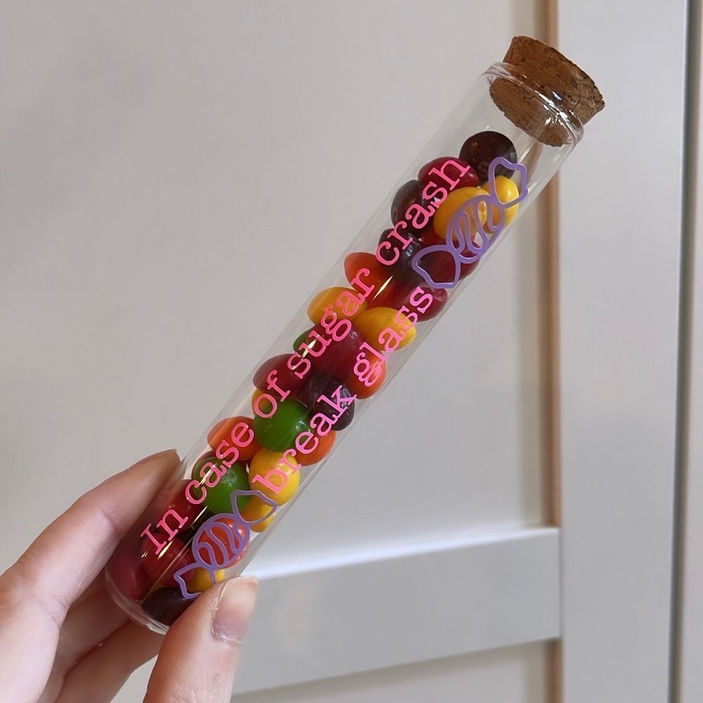 NWT Wool + Pepper Co. IN CASE OF SUGAR CRASH Glass Test Tube Gift